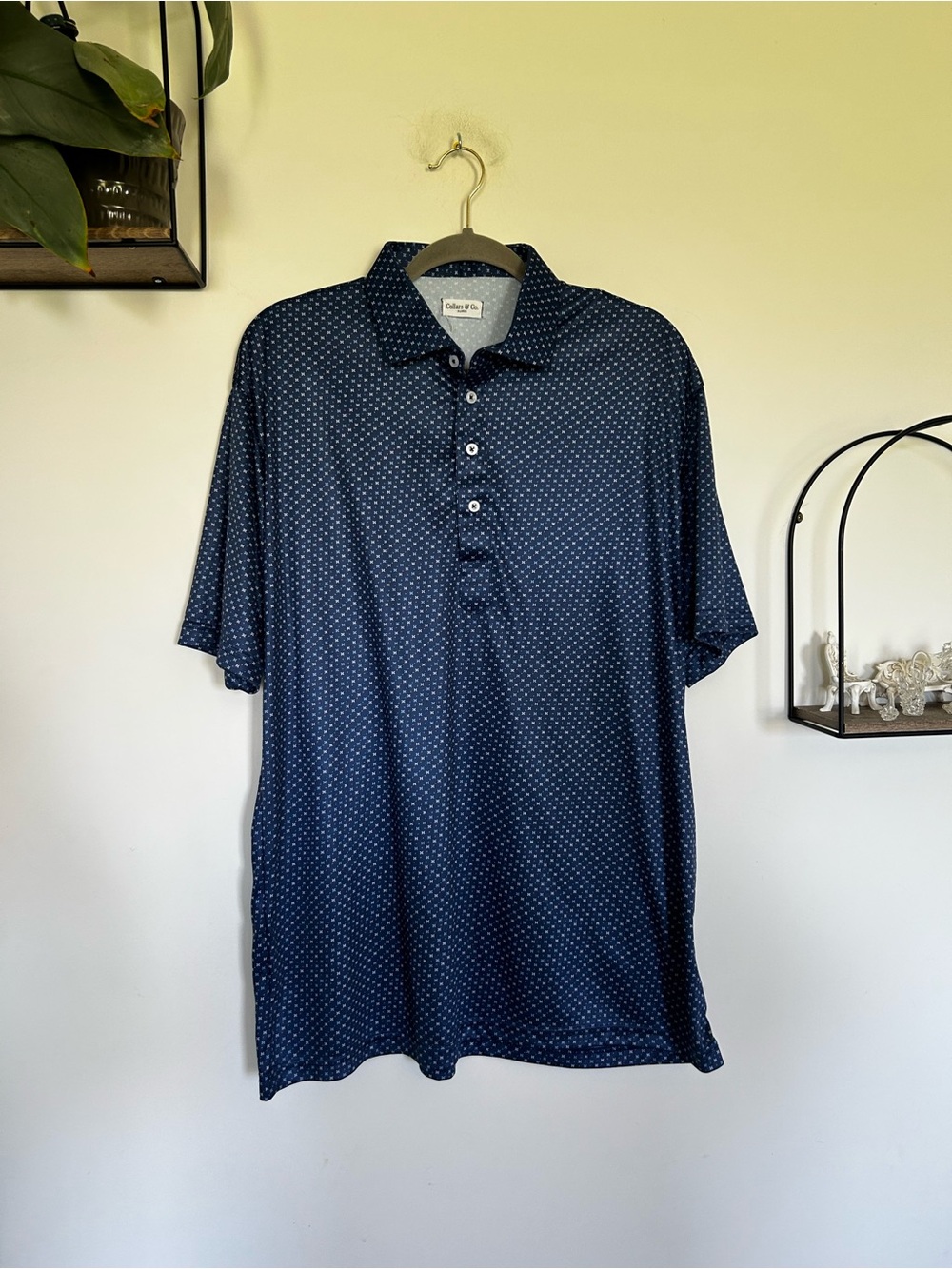 Collars & Co Men’s Navy Microdot Polo